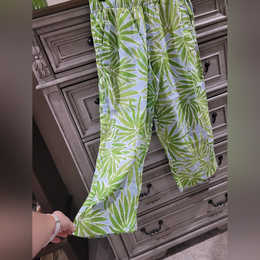Sigrid Olsen Linen Palm Leaf Print Wide Leg Palazzo Pants. Never Worn - Picture 4 of 7